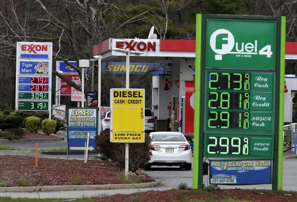 photo of various gas station prices in new jersey
